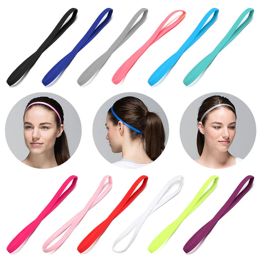 1pc Thin Elastic Headband Candy Color Gym Sport Anti-slip Head Wrap Yoga Hair Bands Rubber Stretch Sweatband Hair Accessories