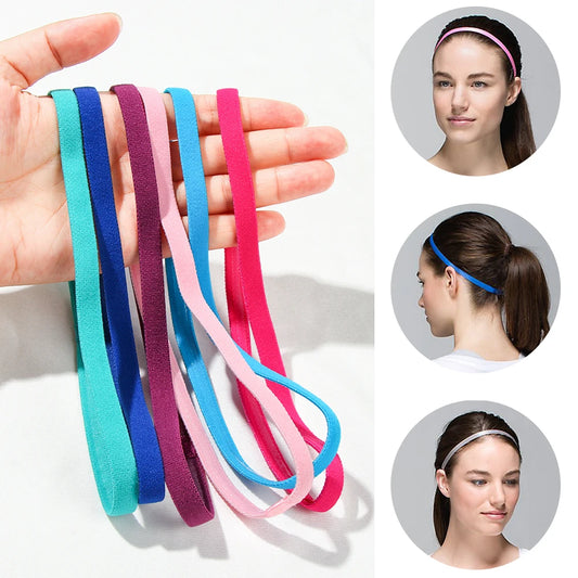 1pc Thin Elastic Headband Candy Color Gym Sport Anti-slip Head Wrap Yoga Hair Bands Rubber Stretch Sweatband Hair Accessories