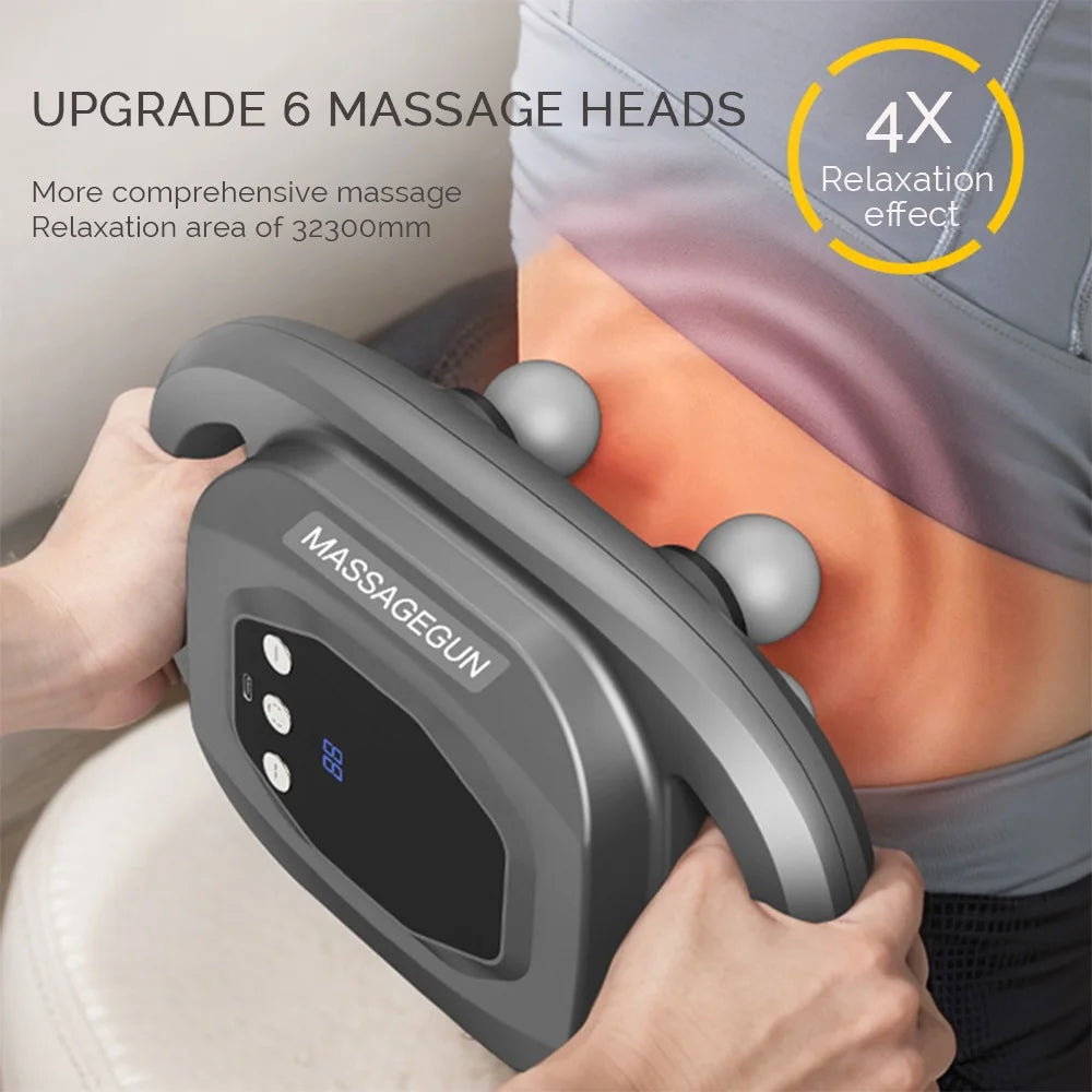 Six-head Fascia Gun Wireless Waist and Back Massager High-Frequency Vibration Body Relaxation Massager Shoulder Calf Massage Gun