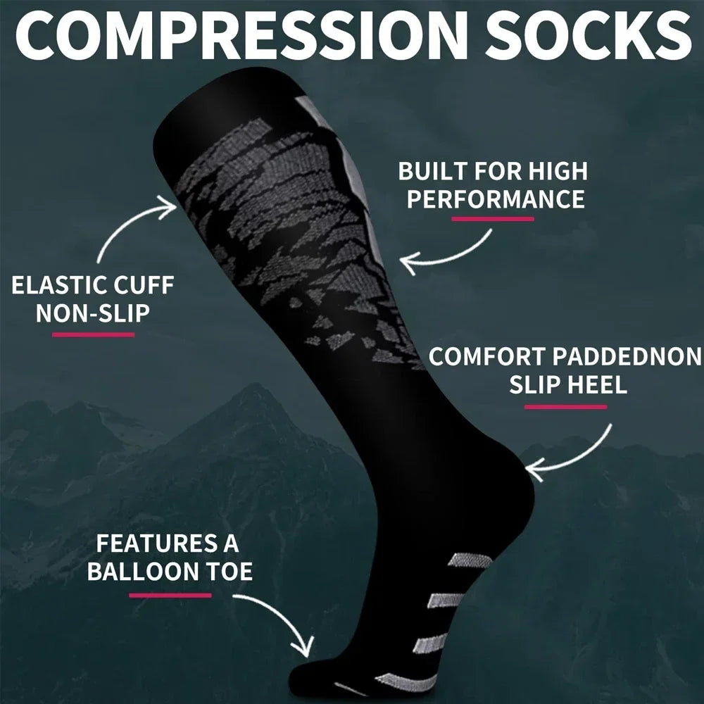 1Pair Compression Socks 15-20mmhg High Stockings Men Women Sports Socks for Running Cycling Football Fitness Varicose Veins